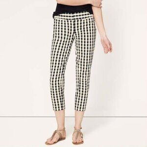 LOFT Black and Cream Skinny Pants with Bold Pattern NWOT